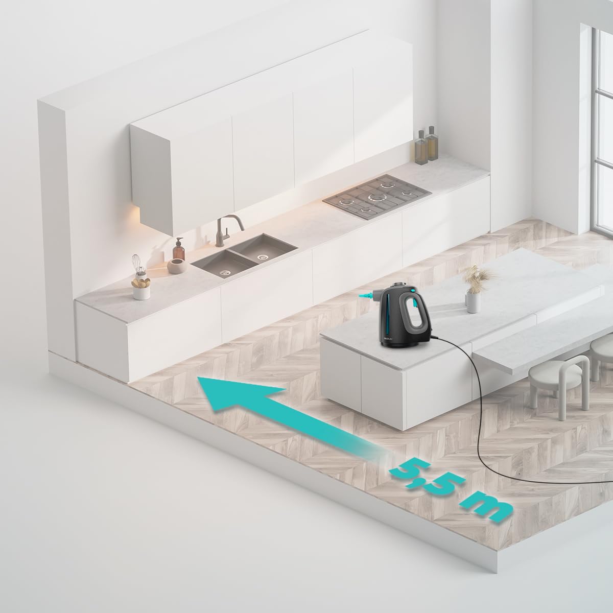 Cecotec Pulitore a Vapore HydroSteam 1300 Rapid Max X-Treme. 1350W, Riscaldamento Rapido, Serbatoio 550ml, 3 Bar, Vapore 30g/min, 16 Accessori, Igiene Profonda e Massima Praticità