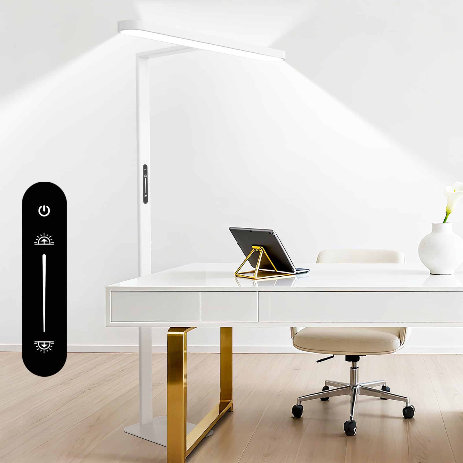 LES FLEURS 60 W LED-Büro-Stehlampe zum Lesen, 4300 lm, dimmbar, 185cm, Weiß | Vollspektrum-Leseleuchte mit Augenschutz, 4000K dimmbare Tageslicht für Wohnzimmer, Schlafzimmer, Arbeitszimmer und Büro