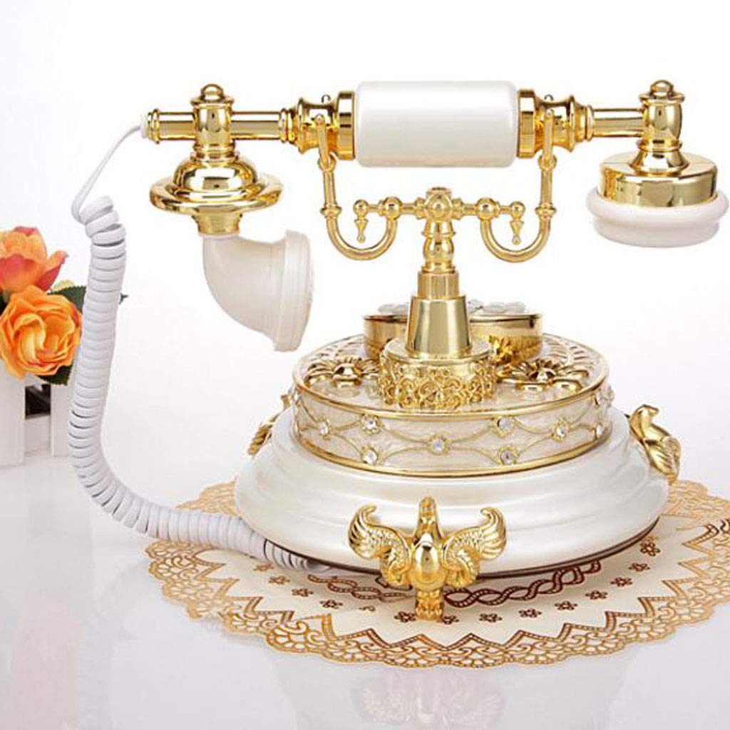 Telefon Zabytkowy telefon Europejski retro Kreatywny moda Domowy stacjonarny Ogród Biuro(Yellow)