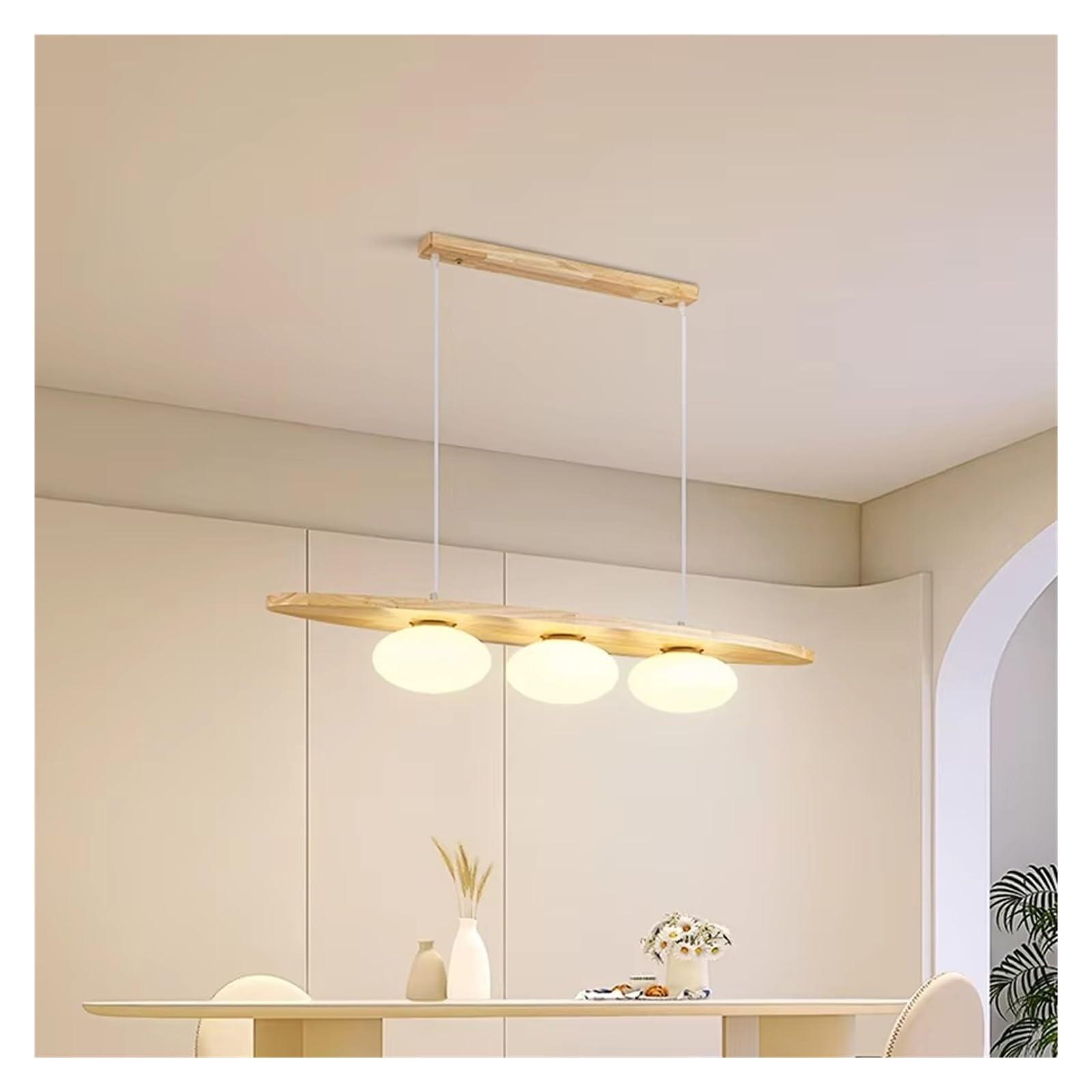 Luz colgante de madera clásica para comedor y lámpara LED de techo 7