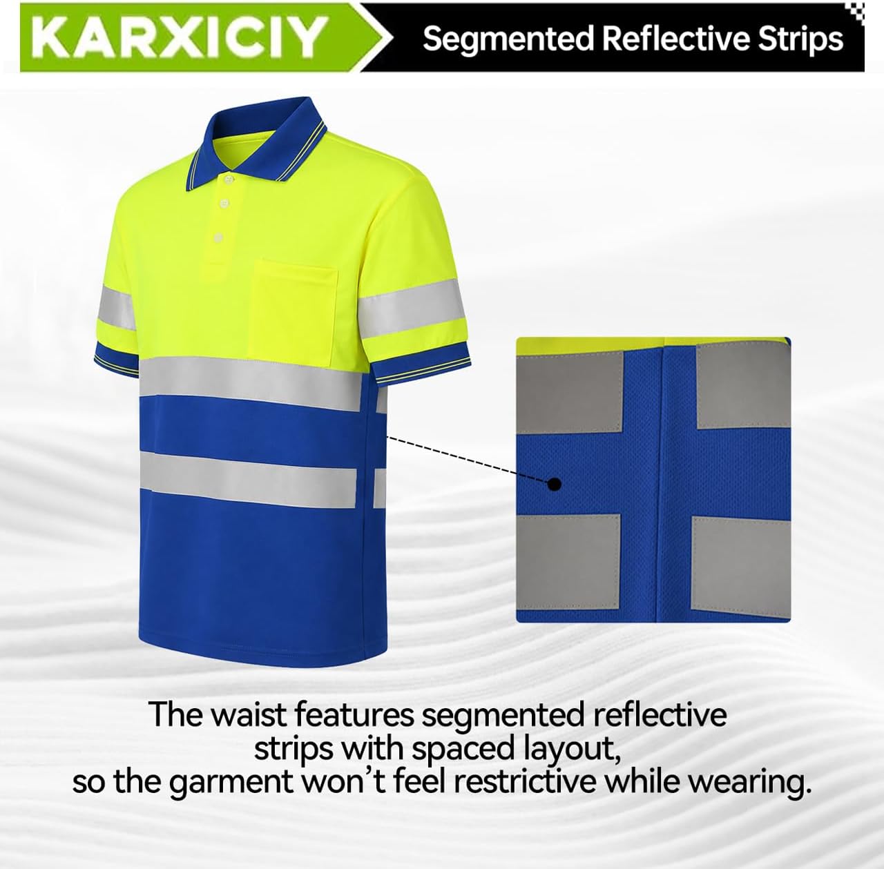 Hi Vis Safety Shirts with Reflective Strips Polo Shirts for Men | Short Sleeve Construction Work High Visibility Shirts