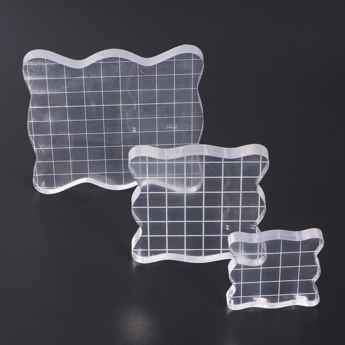 2 Pieces Acrylic Stamping Blocks 5x5 7.5x7.5 Cm Stamp Plates for DIY Scrapbooking and Card Making Craft Tools