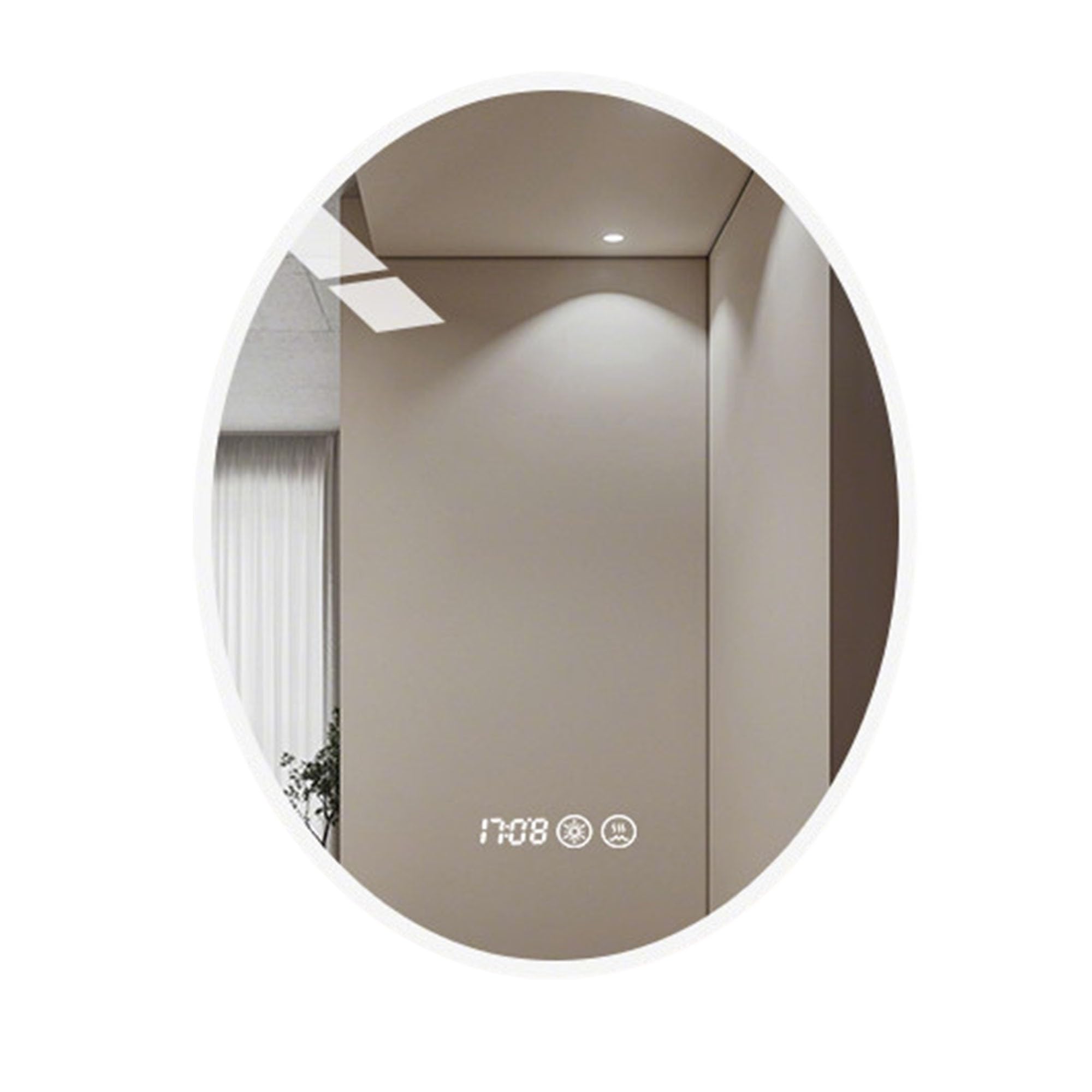 Zlthraustic Wall Mounted Oval LED Bathroom Mirror, Waterproof, Stepless Color Dimmable Mirror, Anti-Fog HD Makeup Mirror with Explosion Proof, for Washroom(60X80CM)