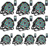 LUNSY Dj Lights, 10 Pack 36 LED Par Lights Stage Lights with Sound Activated Remote Control & DMX Control, Stage Lighting Uplights for Wedding Club Music Show Christmas Holiday Party Lighting
