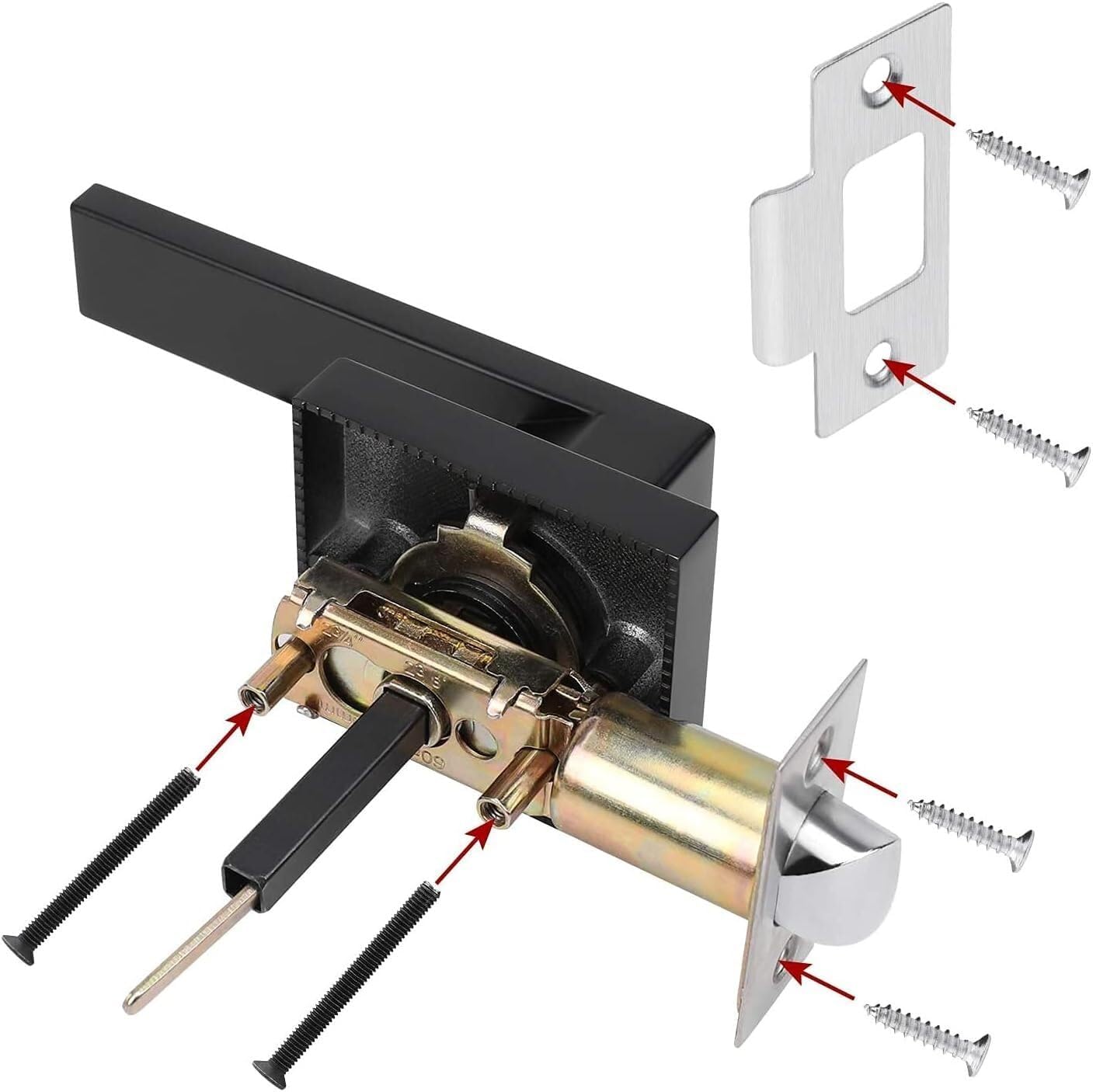 Door Handle,Door Knob,Latch Knob,Door Levers,Black Door Handle Exterior Door Lever,Black Door Lock with Keys Heavy Duty Reversible Exterior Door Handle,Entry Door Handle(3Pack)