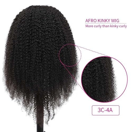 Miniatura 8 de Peluca de cabello humano con parte en V para mujeres negras, peluca de cabello humano rizado rizado 100% cabello virgen, sin pegamento, peluca