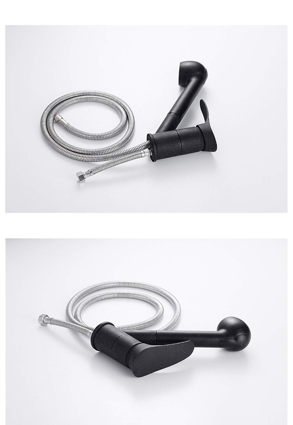 Ottone Rubinetto Della Cucina Nero/Bianco Verniciatura Pull Out Deck Singola Maniglia Montata Da Cucina Acqua Del Rubinetto, Il Nero Con Il Puntino