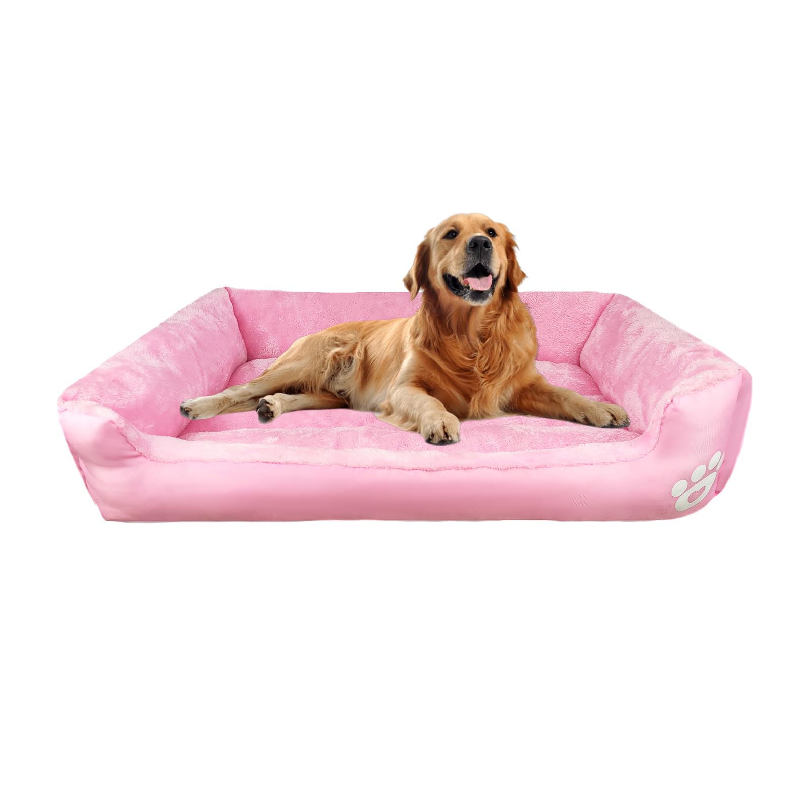 GadgetHaven Dog Bed, Small Dog Bed Washable Rectangle Dog Beds, Anti-Anxiety, Soft Plush Non-Slip Bottom Pet Bed - Small | Medium | Large Size Mattress Mat (Pink, S)