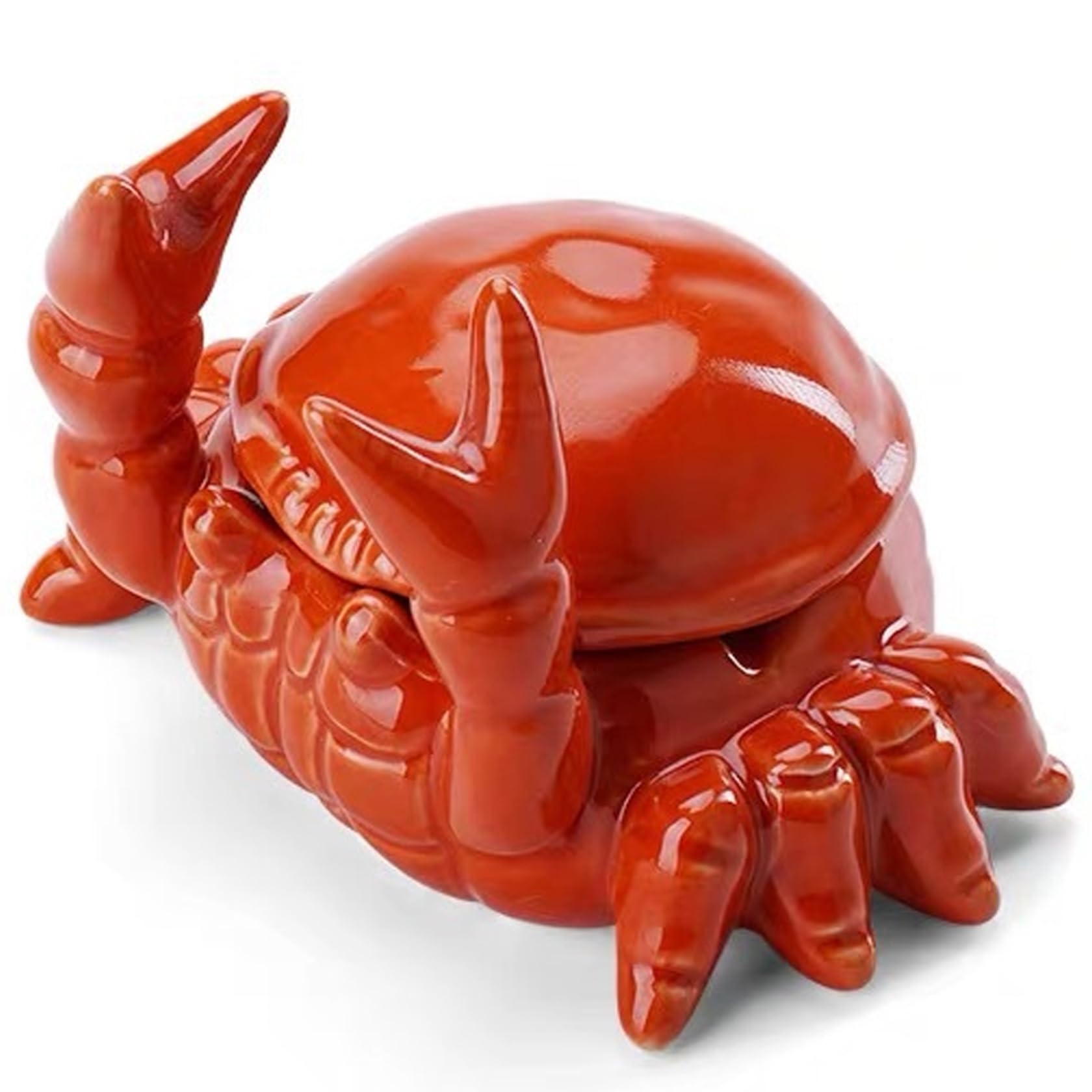Suxdlan Crab Ashtray, 4.5x3.1x3.2 Inch Anti-Fly Ashes Ceramic Ashtray with Lid, Easy to Use with Lid, For Living Room Home Decoration Art Supplies