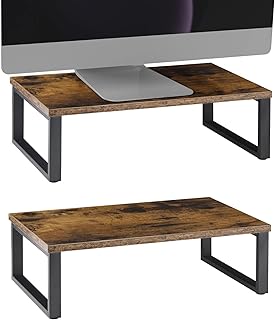 Monitor Stand Riser for Desk Stand Riser Organizer Computer Monitor Stand 2 Pack Wood Desktop Monitor Stand Laptop Stand Riser Holder for iMac PC 15.7”l X 9.8”w X 4.7”h (Brown)