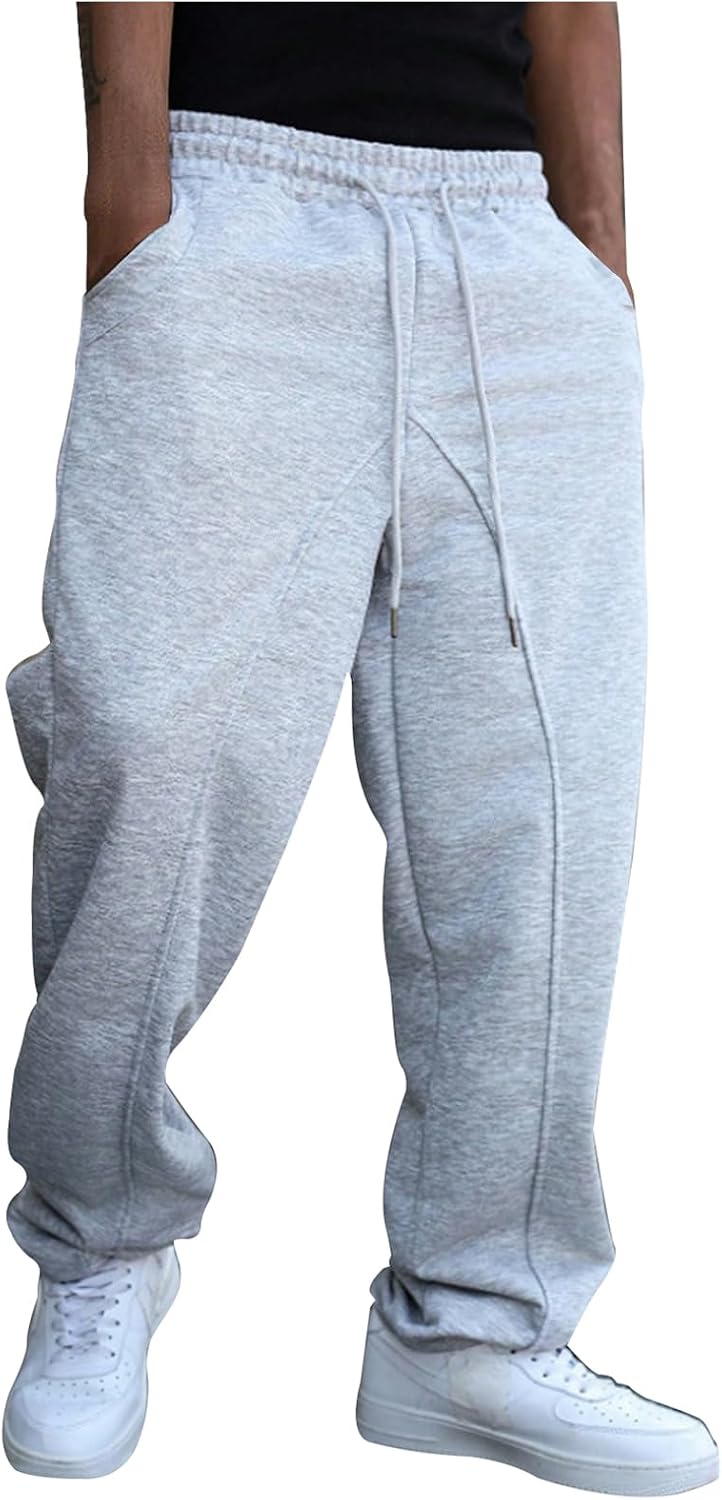 WENKOMG1 Men's Jogger Sweatpants Loose Fit Athletic Workout Running Training Jogging Gym Open Bottom Sweatpant, S-2XL
