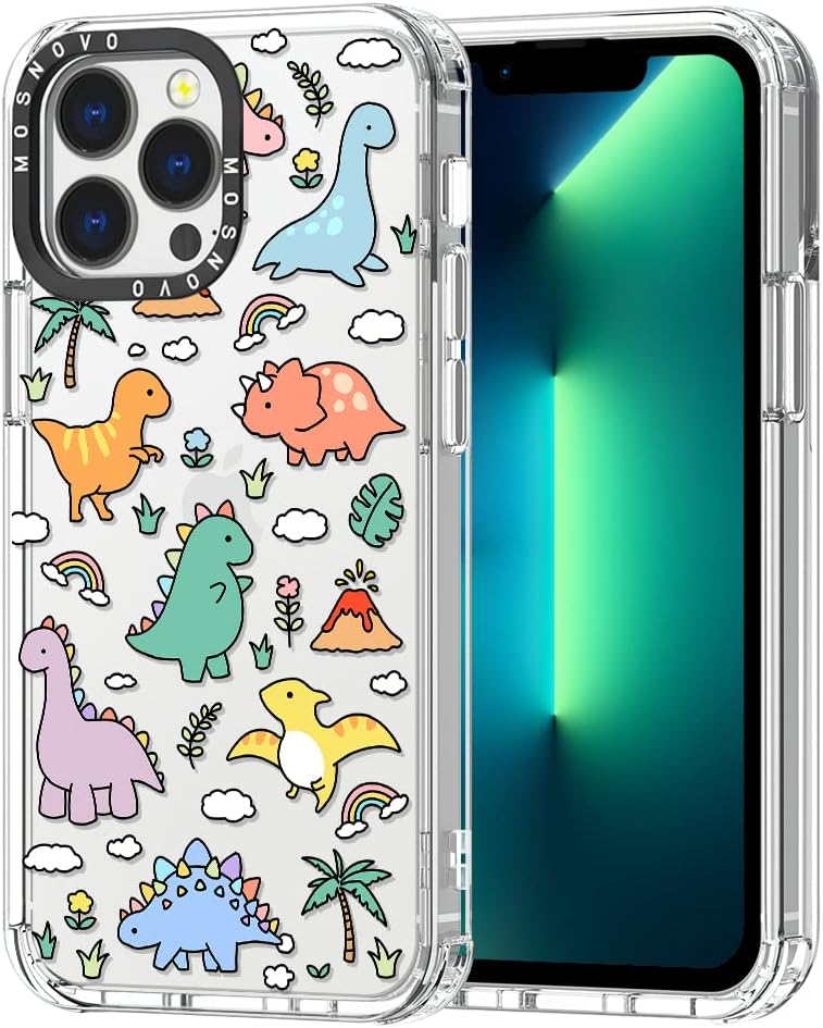 MOSNOVO Compatible with iPhone 13 Pro Case, Cute Dinosaur [ Buffertech Impact ] Shockproof Protective Transparent TPU Bumper Clear Phone Case Cover Designed for iPhone 13 Pro 6.1"