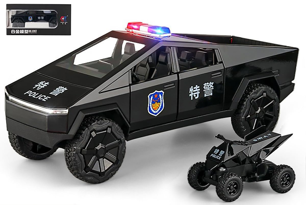FEXXA 1:24 scale Exclusive Alloy Metal Pull Back Die-cast Car Scale Model with Sound Light Mini Auto Toy for Kids Metal Model Toy Car with Sound and Light (Tesla Police Cyber Truck -Multicolor) (B0CRF6FPBS) Amazon Price History, Amazon Price Tracker