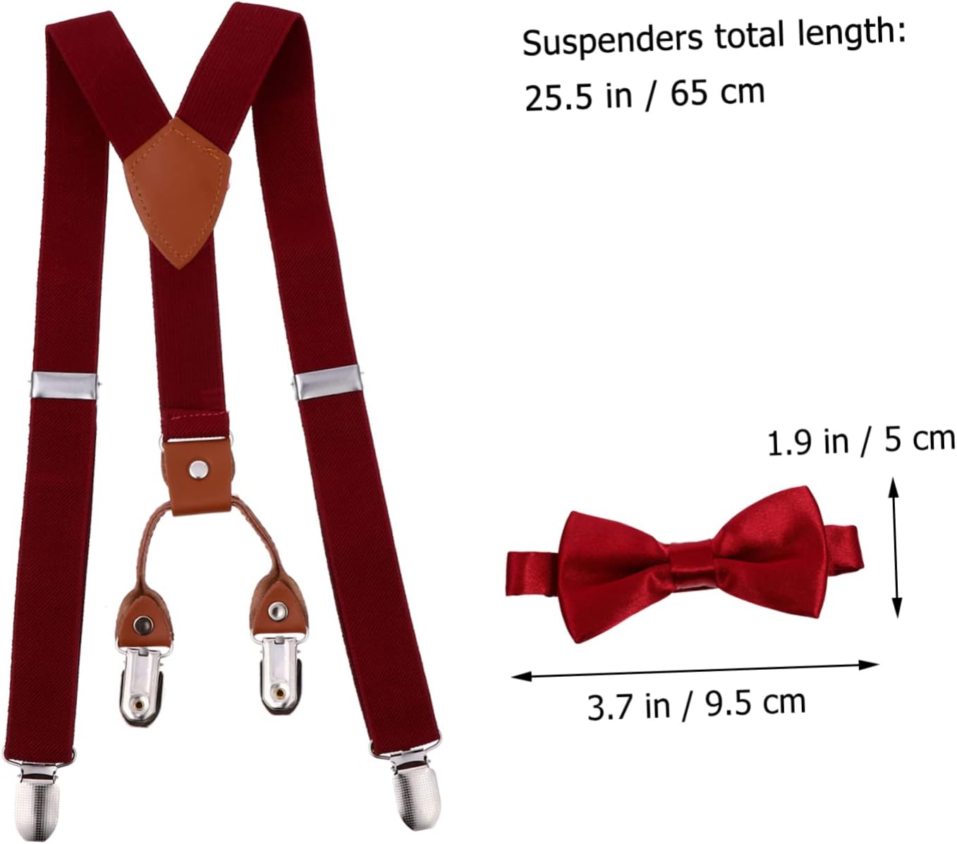 BESTYASH 1set Adjustable Boys and Girls Suspenders Bow Tie Clips Comfortable Elastic Design for Boys and Girls for Parties and Special Occasions