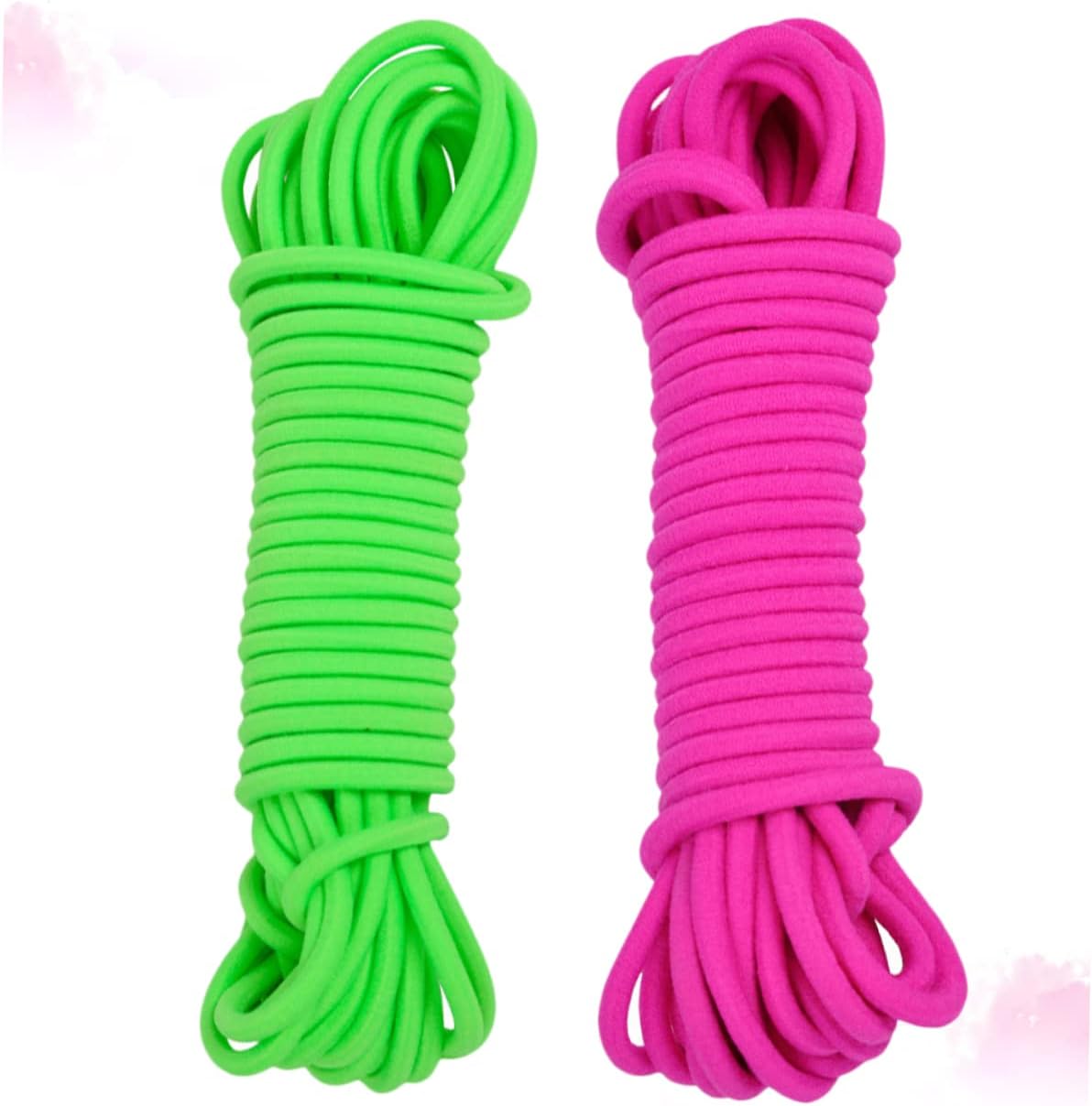HEMOTON 2Pcs Funny Skipping Rope Elastic Band Jump for Boys and Outdoor Exercise Equipment for School Use Meters Green and Rosy Colors