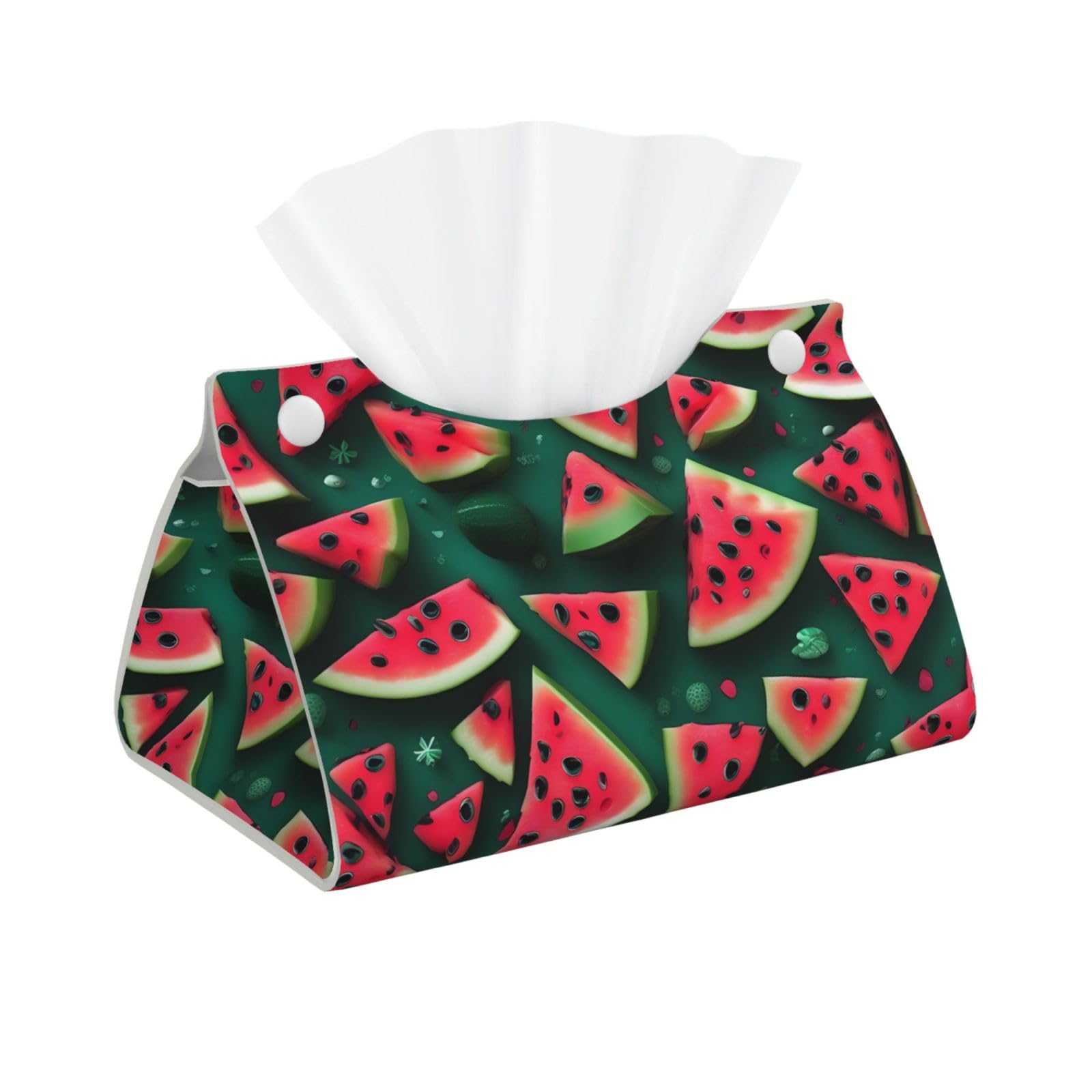 Dream Watermelon Long Leather Tissue Box Cover-Waterproof PU Leather Tissue Holder for Bathroom, Decorative Rectangular Tissue Case