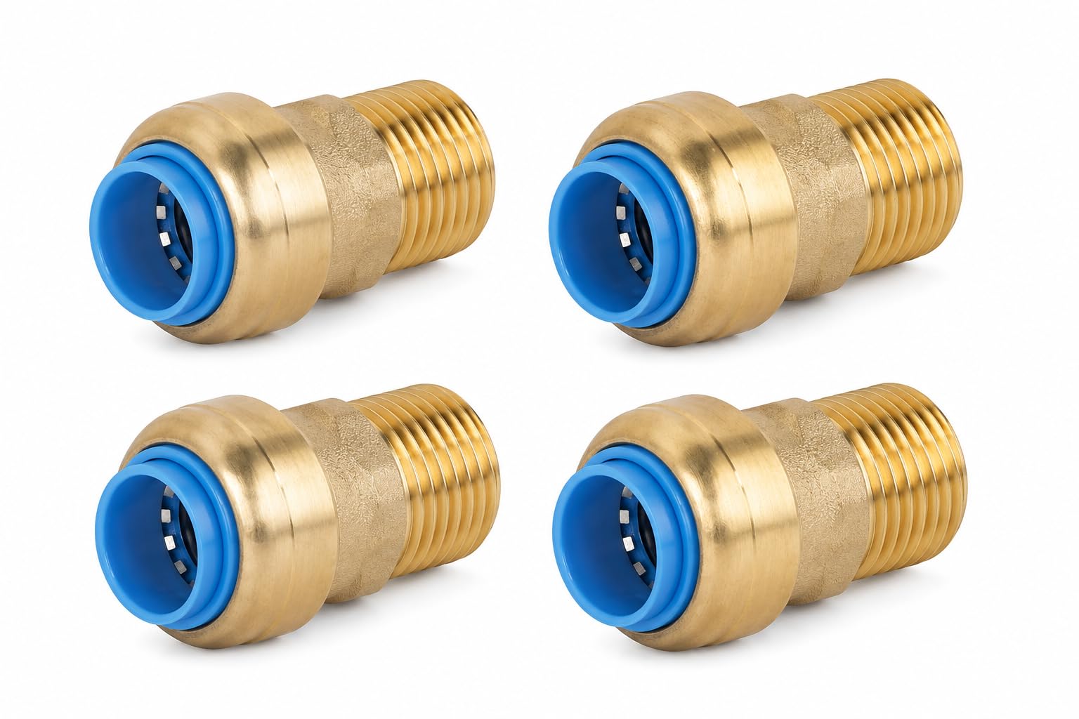 Set di 4 raccordi automatici universali Ø20 – maschio 20 x 27 (3/4") TOUT PUSH – Connessione istantanea senza attrezzi per per, multistrato e rame, per acqua potabile e riscaldamento