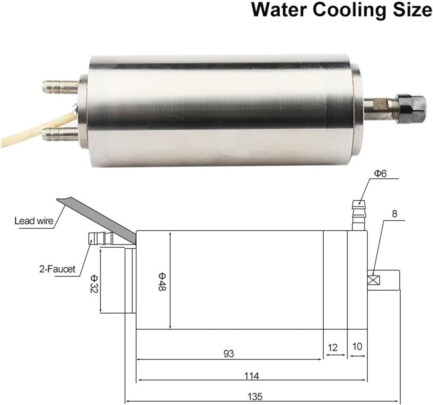 CNC Water-Cooled Spindle Motor 100w 0.1kw ER8 60000rpm Circuit Board Water-Cooled self-Cooling Spindle 48mm for CNC milling Machine CNC Spindle Motor(Self-Cooling)
