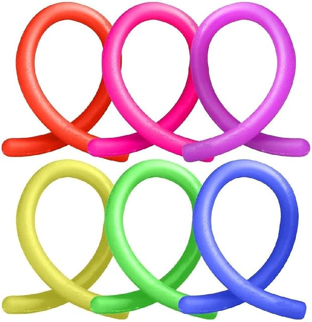 HENBRANDT 6x Stretchy Noodle String Neon Kids Childrens Fidget Stress Relief Sensory Toy