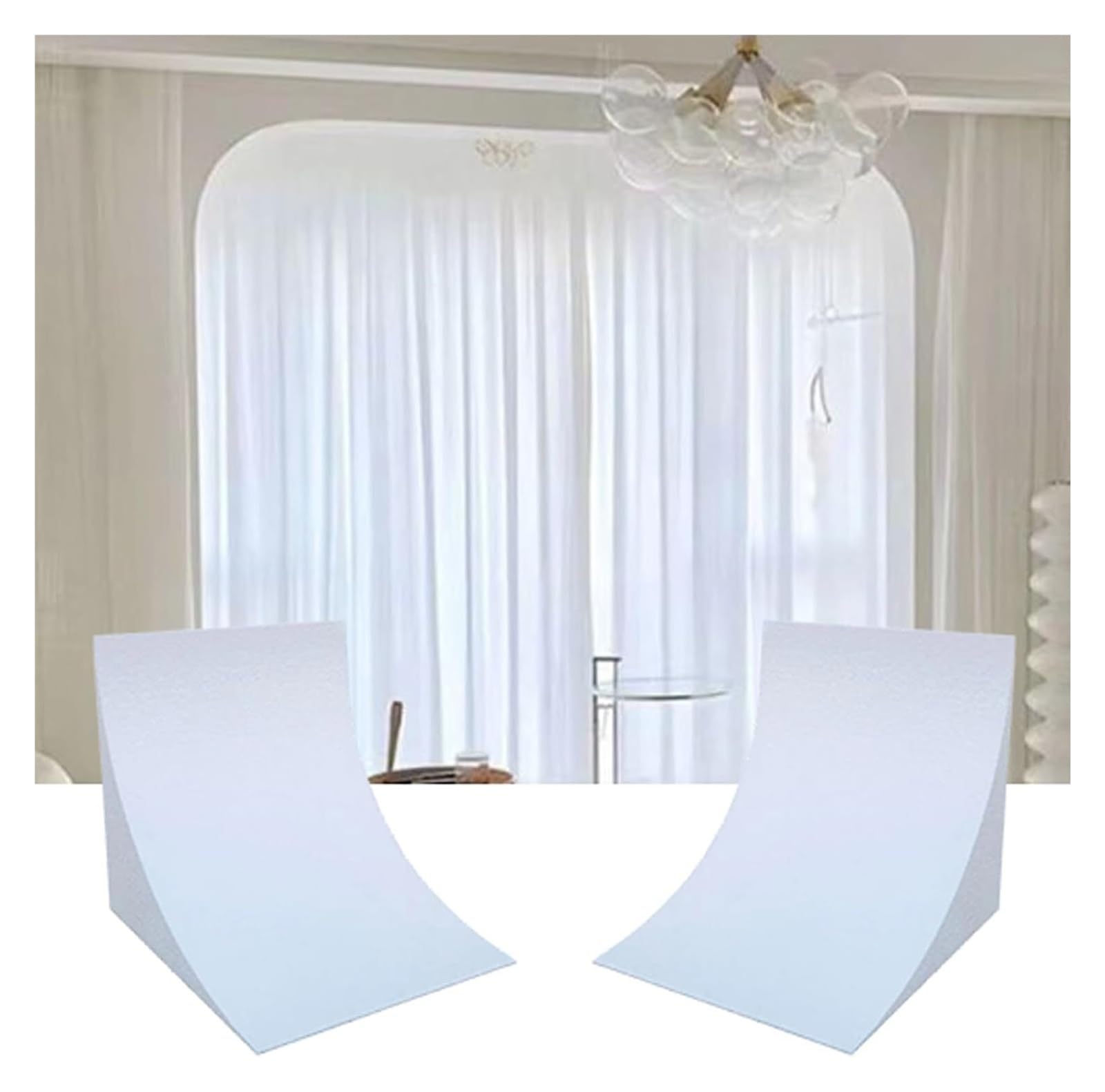 Interior Paintable Arch Half Circle Kit， DIY Arch Doorway Kit 2 Pcs White Paintable Foam Multiple Sizes(35 * 35 * 34cm)