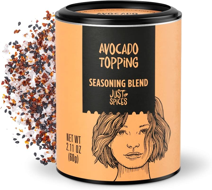 Just Spices Avocado Topping, 2.11 OZ I Spice mix for avocado I Also for refining bowls and salad I With black sesame, tomato and chili, pyramid salt and more