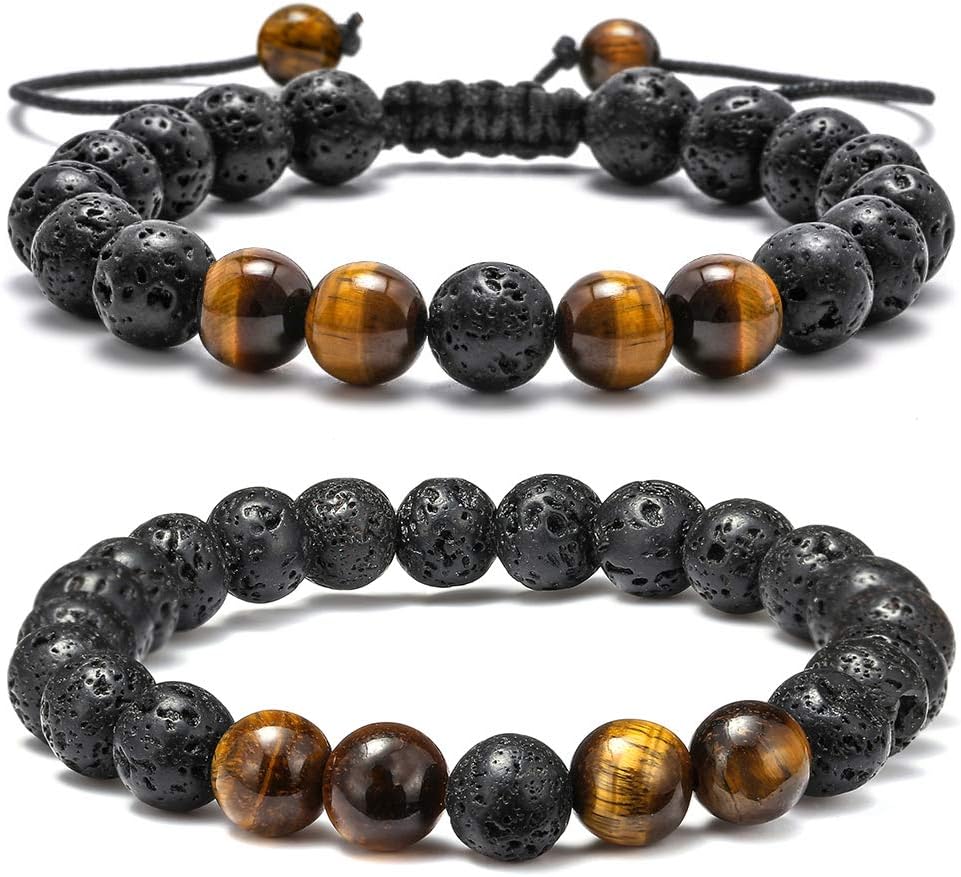 Lava Rock&Yellow Tiger Eye Bracelets