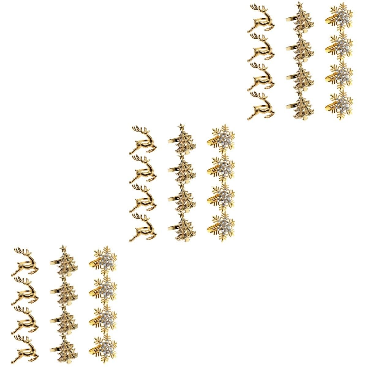 HANABASS 36 Piezas Servilleteros de Metal Dorado Ciervo y Copo, Estilo
