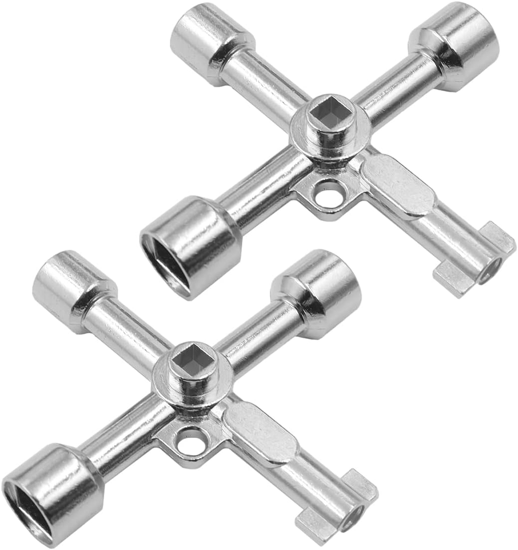Ludom 2 Pack 4 Way Multifunction Utility Key Multifunction Control Cabinet Key for Electric Water Gas Meter Box Cabinet Open