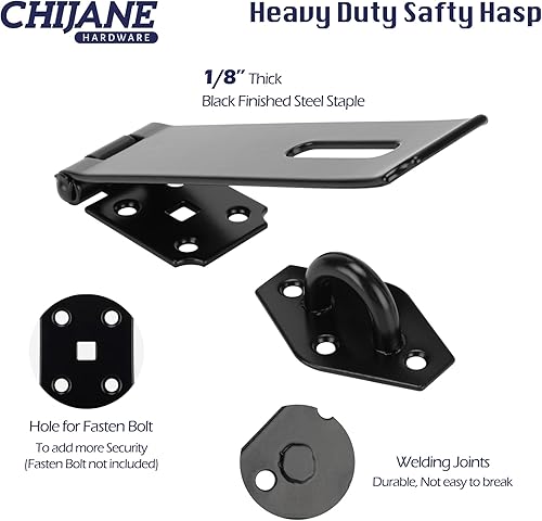 Miniatura 3 de CHIJANE Cerrojo de puerta extra grueso resistente de 90 grados, 7-34 pulgadas de acero de seguridad para puerta de puerta, cierre de candado,