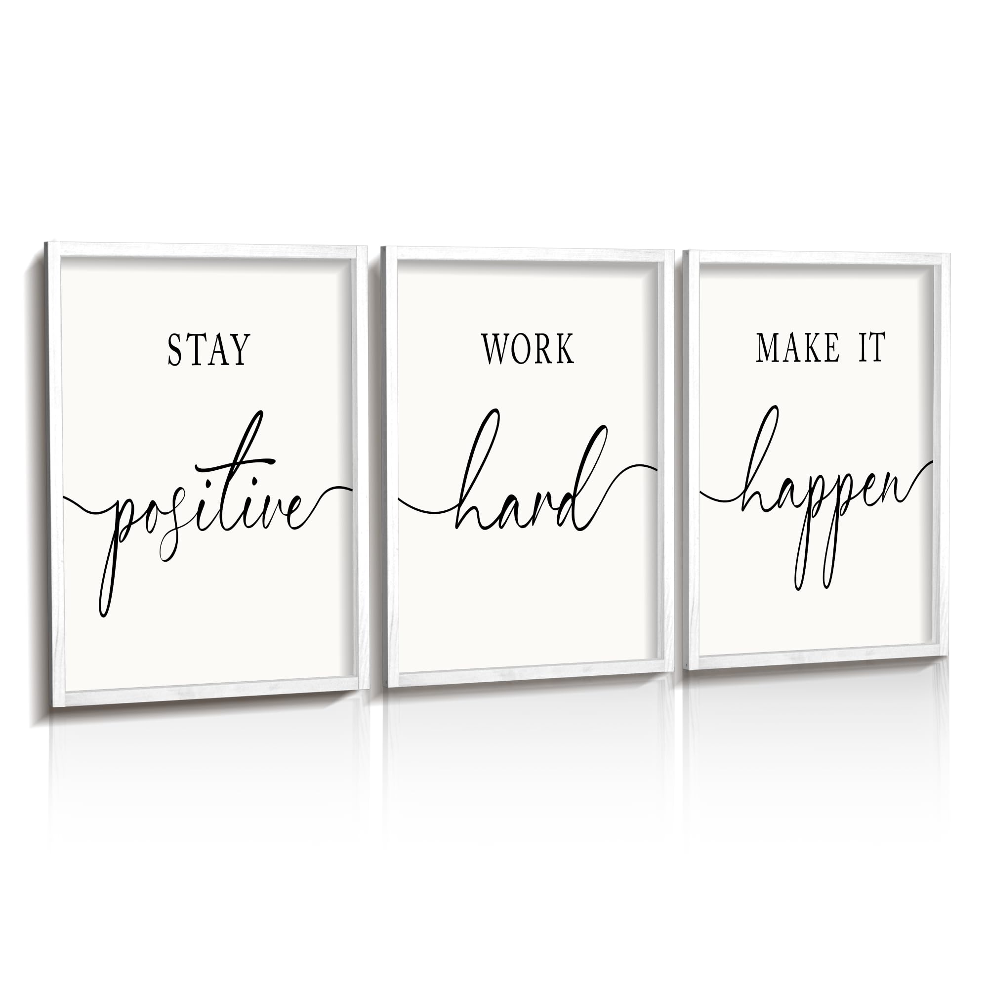 Heiple Arte de pared motivacional de 11 x 14 pulgadas, enmarcado de madera, inspirador, decoración de pared para hombres, póster de trabajo positivo, cita dura, decoración de pared para el hogar
