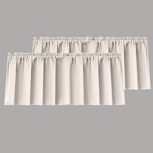 Cortinas con cenefa beige de Mrs.Naturall para ventanas de 36x16 pulgadas de largo