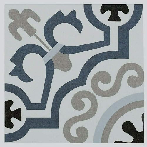 Miniatura 6 de Squarefeet Depot - Azulejo de porcelana estilo encáustico Versay Grand Blue de 8 x 8 pulgadas (caja de 10)