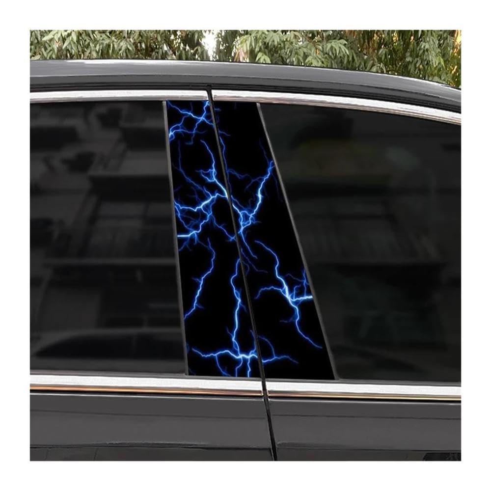 Body Parts 2pcs Car B-Pillar Decals Bursting Lightning Auto Center Pillar Waterproof Sticker(Type A)
