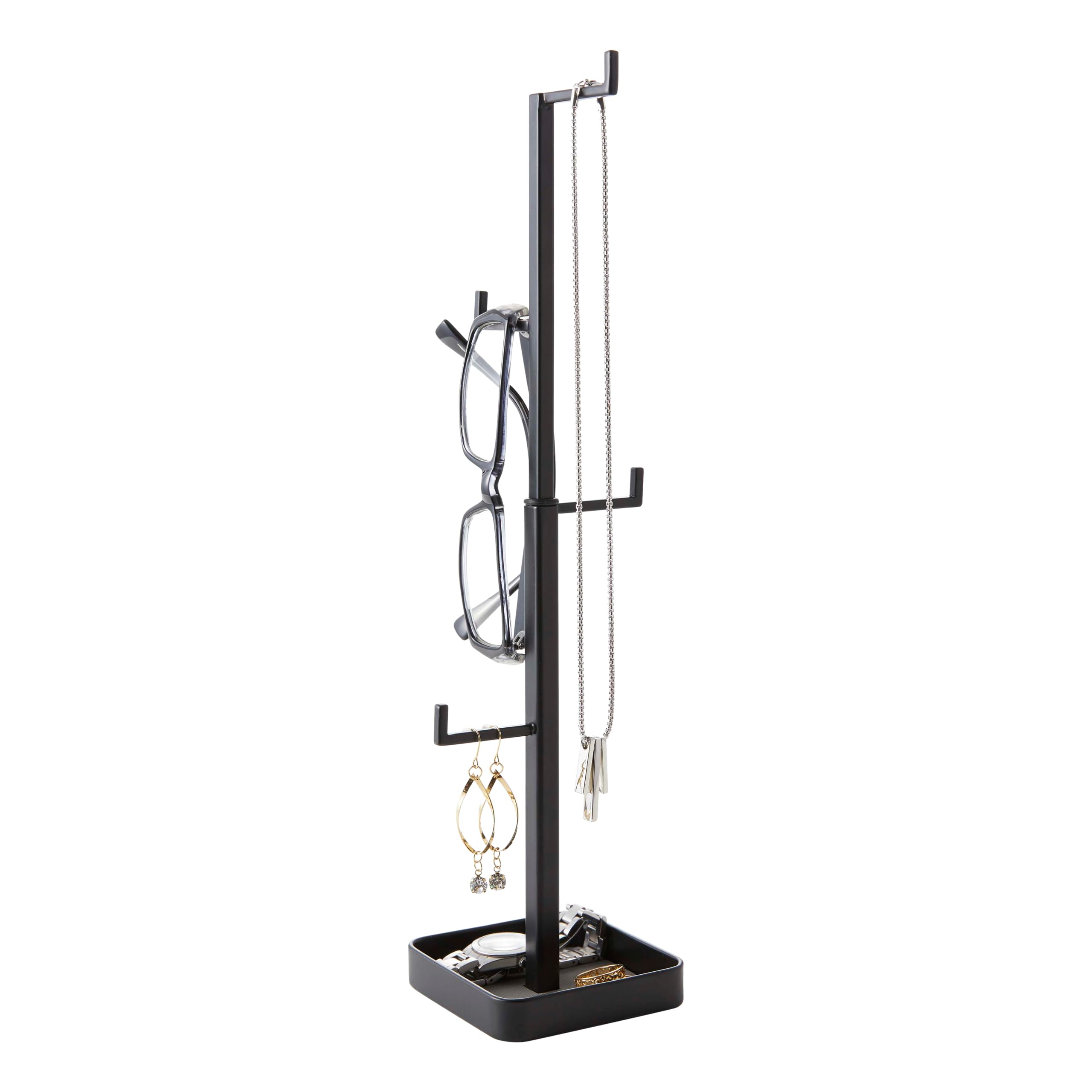 Yamazaki Home Tower Jewelry Display Stand Accessory Tree Organizer For Rings Necklaces Watch Earrings Or Glasses Storage - Steel