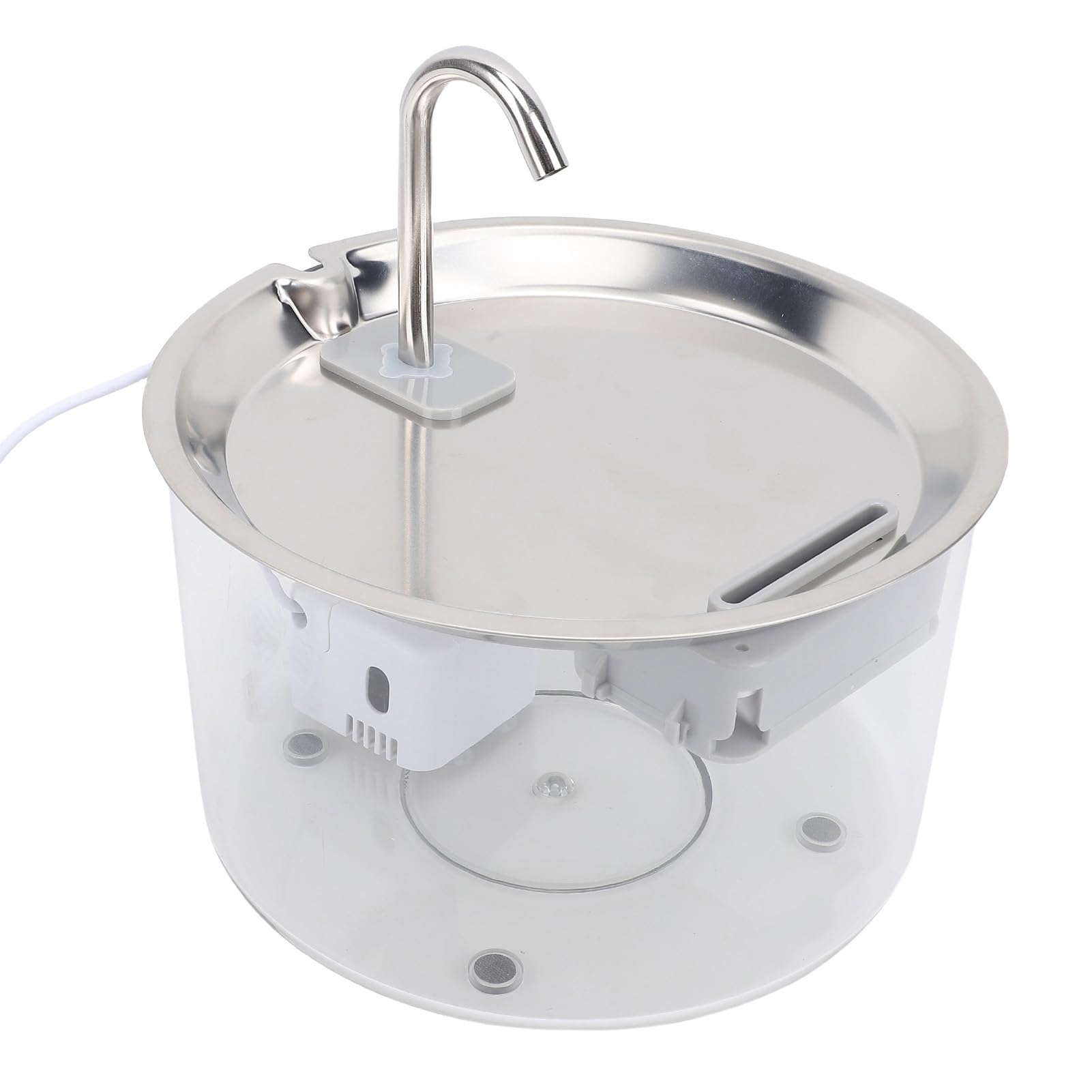 Asixxsix Stainless Steel Cat Water Fountain, 3L Automatic Pet Water Dispenser with Ultra Quiet Pump for Large Dogs, Multi Filtration, Minimal Footprint Bowl (Transparent)