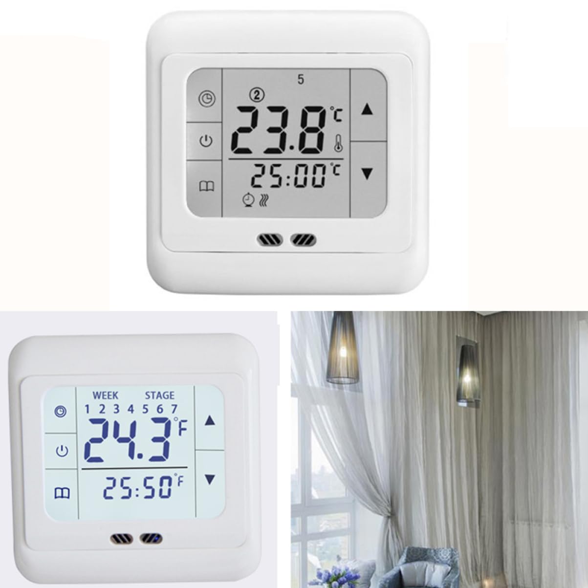 Veemoon Termostato Digitale Programmabile Cronotermostato Touchscreen Elettrico Regolatore Di Temperatura Domestico Digitale Termoregolatore