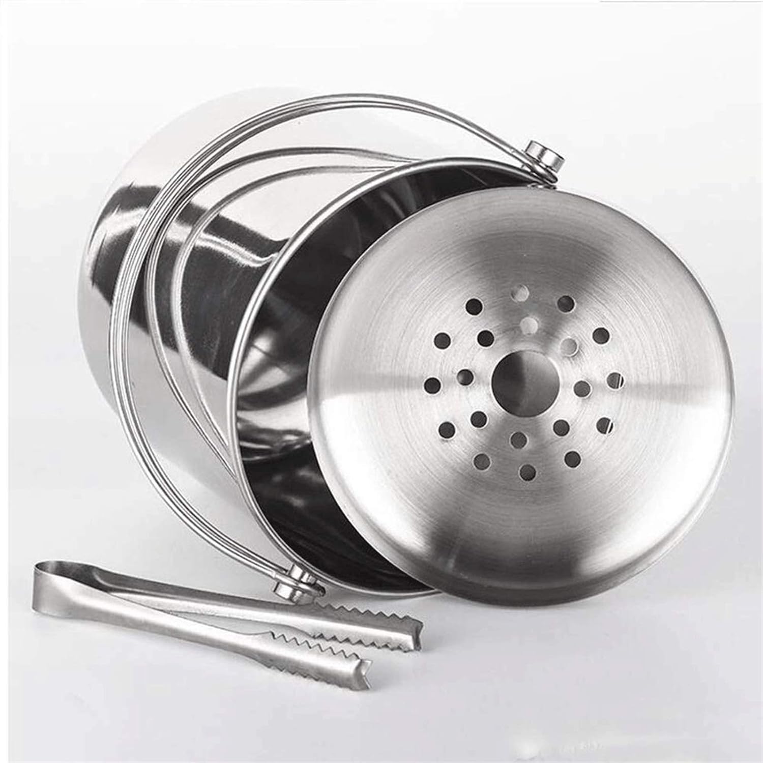Champanera Cubo de Hielo de Acero Inoxidable para Bebidas y Fiestas, Asas de Transporte, Cubo pequeño, Botella de Vino, Enfriador de Cerveza y Vino Cubiteras