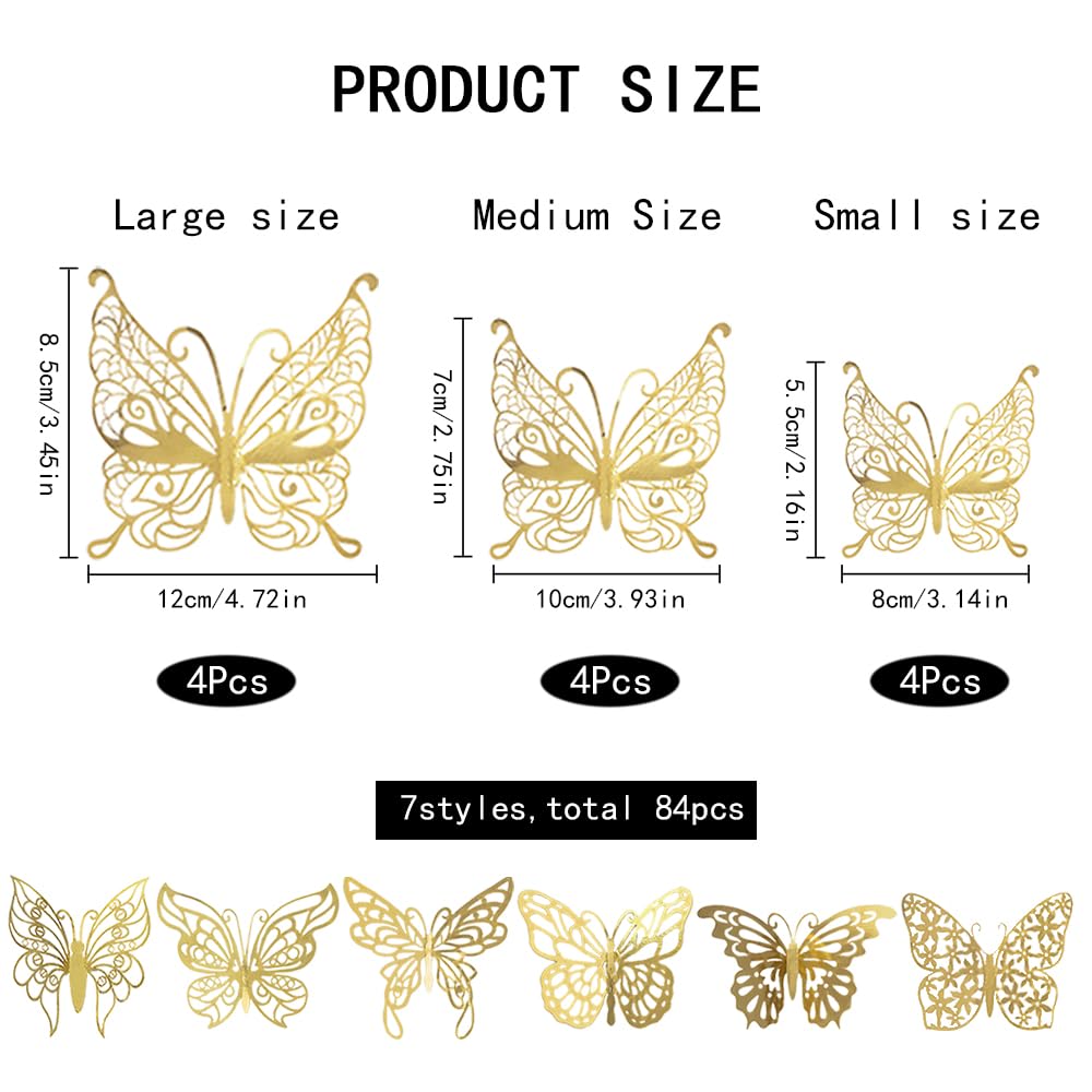 TRKETK 84 Pcs 3D Gold Butterfly Wall Decor - Image 2