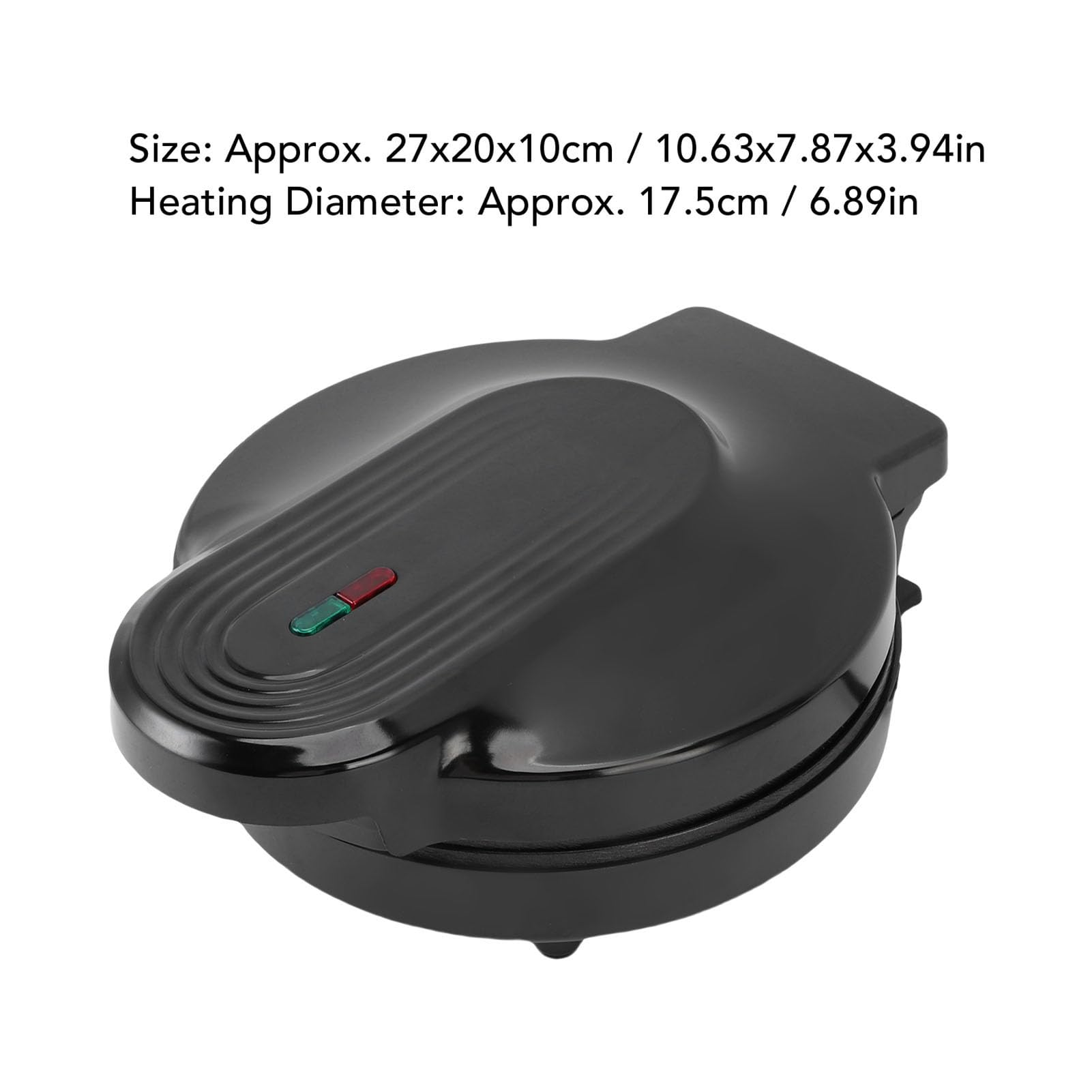 Plancha eléctrica redonda de 1000 W, máquina de pizza con calefacción de doble cara con placa de cocción antiadherente de 6.89 pulgadas, máquina de quesadilla para hacer pizza, panqueques 5