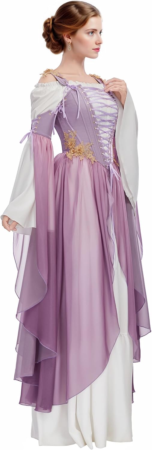 daizbella Renaissance Costume Women Ren Faire Dress Outer Garment Elf Costume for Women(Underskirt Not Included)