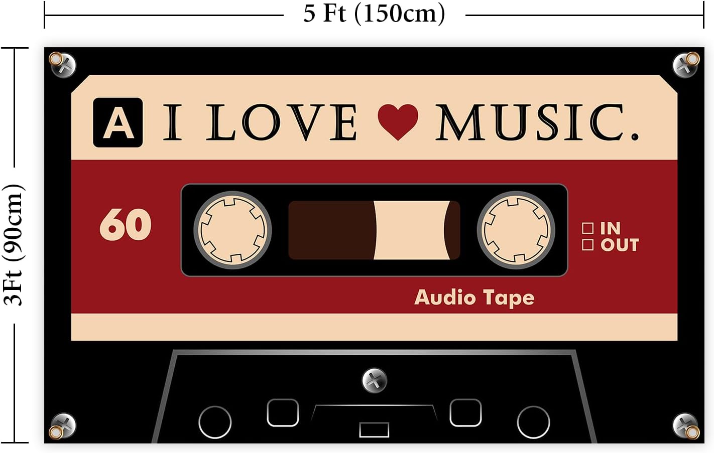 I LOVE MUSIC Flag 3×5 FT Banner Funny Tapestry with Four Grommets For Room Teen Girls Indoor Outdoor Party Bedroom And College Dorm Decor