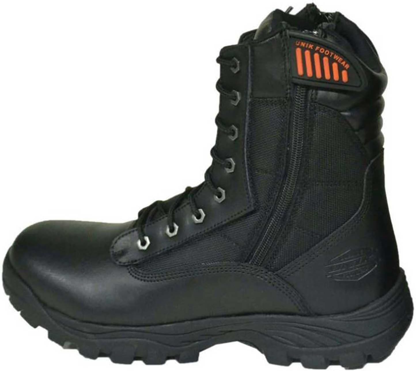 UNIK JUST FOR BIKERS Men's Premium Black Leather Compact Motorcycle Boots, 10003-M