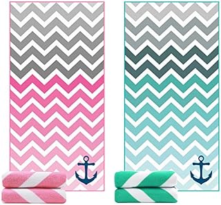 Ricdecor Beach Towels Oversized 2 Pack Nautical Towels Microfiber Beach Towel Set