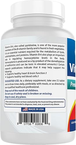 Miniatura 7 de Best Naturals Vitamina B6 200 mg para adultos, 120 tabletas (120 unidades (paquete de 1))