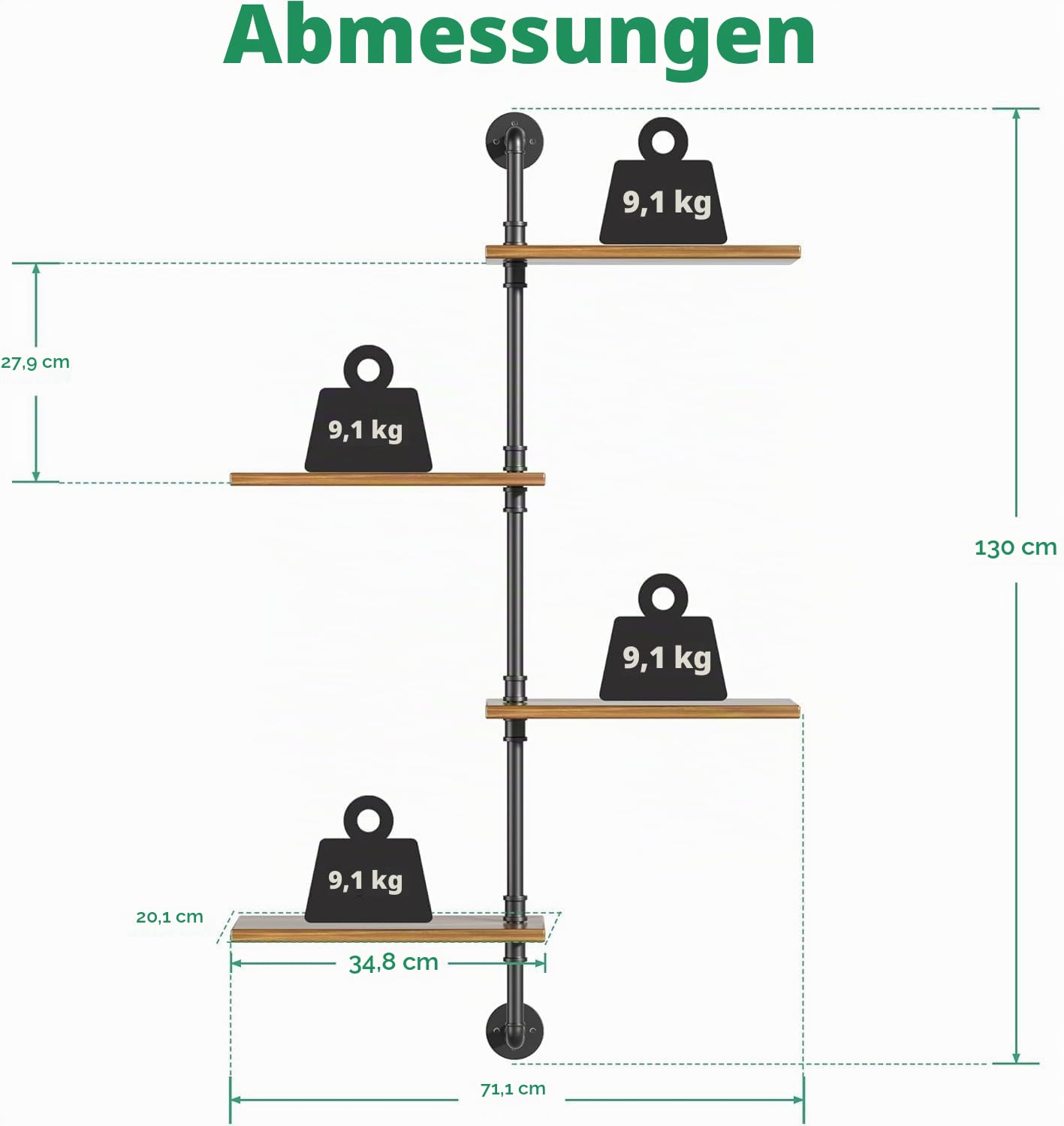 HEYOUTH Drehbarer Fensterpflanzenständer Massivholz - Wandmontiertes Pflanzenregal für Küche, Bar & Wohnzimmer (4floors)