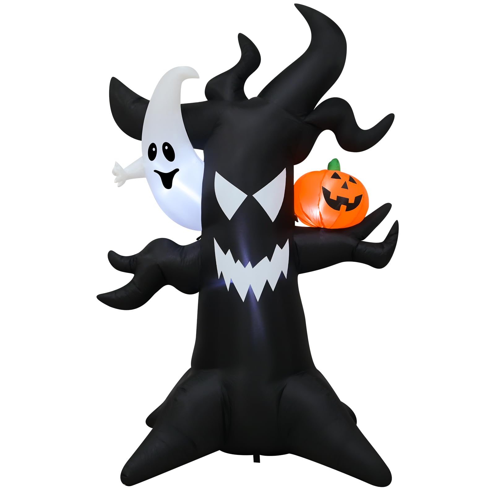 Albero infestato gonfiabile per Halloween, 1,8 m, con fantasma luminoso e zucca a LED, decorazione spettrale per esterni, per cortile, feste, casa infestata, impermeabile, facile da installare