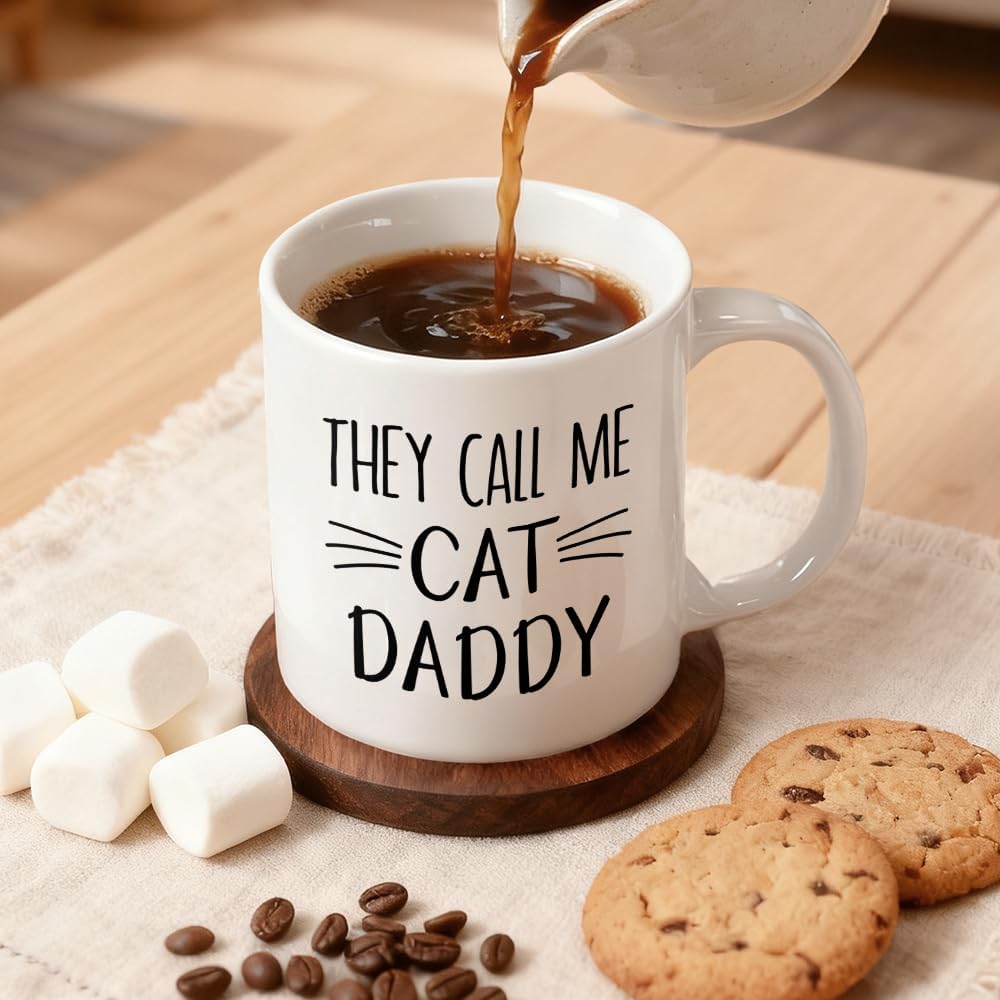 They Call Me Cat Daddy Coffee Mug, Kitten Whiskers Theme Drinking Cup For Coffee Lover, Funny Ceramic Mug for Cat Daddy, Christmas Thank You Gifts For Pet Owners Husband Family Pets Lover - Image 4