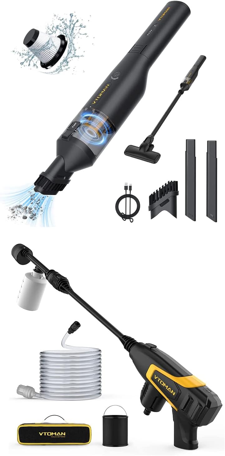 Pressure Washer and Car Vacuum Cleaner Kit (Shared Battery