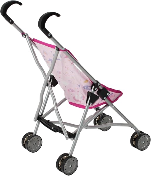 Bayer Chic 2000 - Passeggino per bambole Funny, passeggino per bambole, mini passeggino, unicorno rosa, rosa - 3