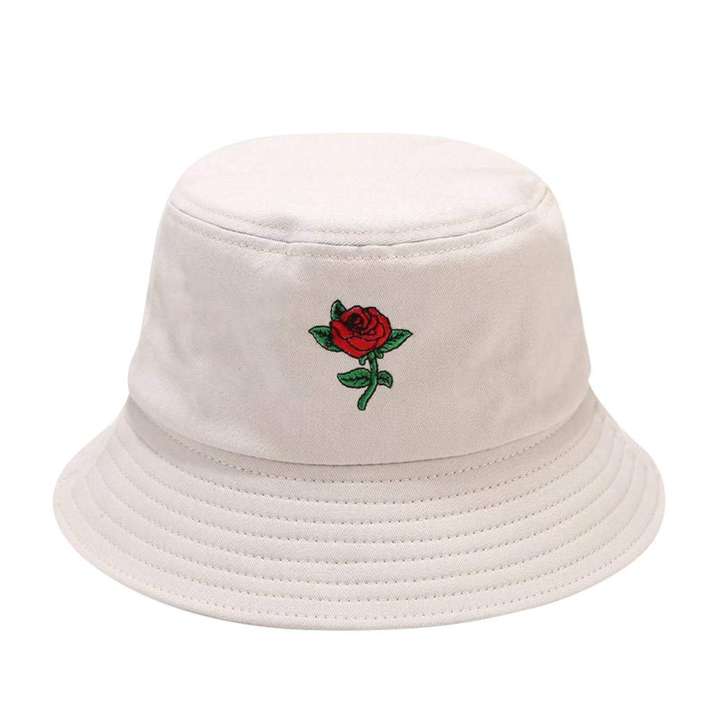 Outdoor Sun Hat Women's Hat Unisex Men Women Adults Outdoor Flower Sunscreen Rose in Print Fisherman Hat Baseball Cap (Beige, One Size), beige, One Size